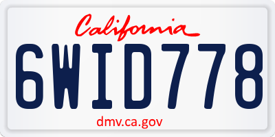 CA license plate 6WID778