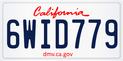 CA license plate 6WID779
