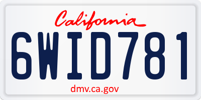 CA license plate 6WID781