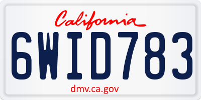 CA license plate 6WID783