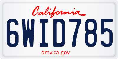 CA license plate 6WID785