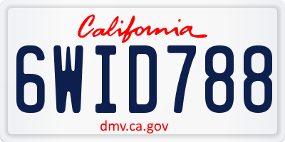 CA license plate 6WID788
