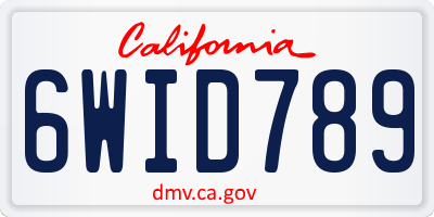 CA license plate 6WID789