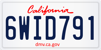 CA license plate 6WID791