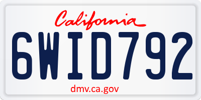 CA license plate 6WID792