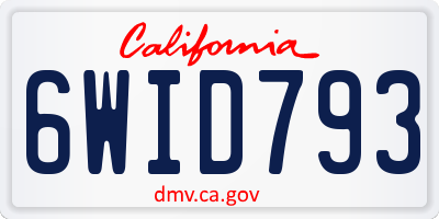 CA license plate 6WID793