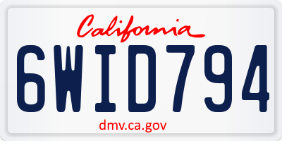 CA license plate 6WID794