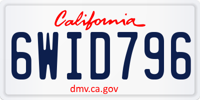 CA license plate 6WID796