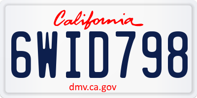 CA license plate 6WID798