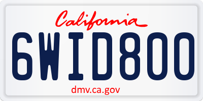 CA license plate 6WID800