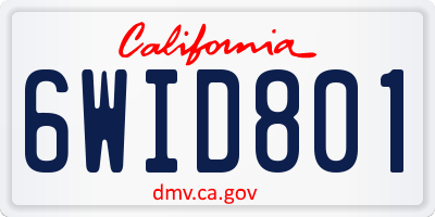 CA license plate 6WID801