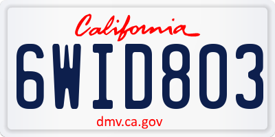 CA license plate 6WID803
