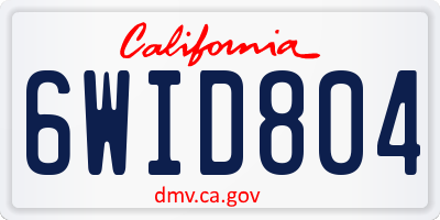 CA license plate 6WID804