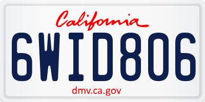 CA license plate 6WID806