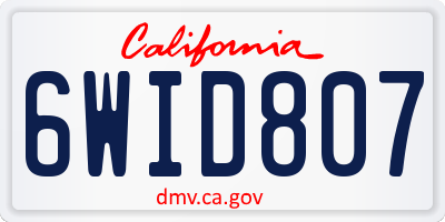 CA license plate 6WID807