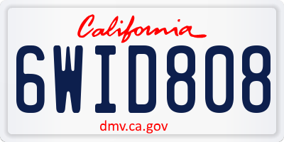 CA license plate 6WID808