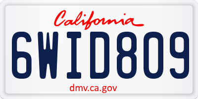 CA license plate 6WID809