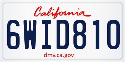 CA license plate 6WID810