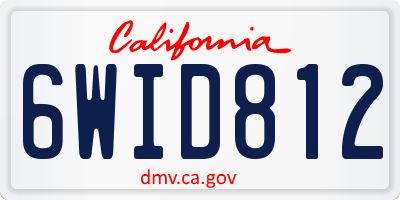 CA license plate 6WID812