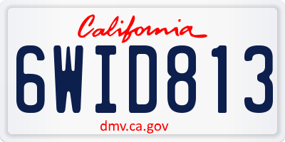 CA license plate 6WID813