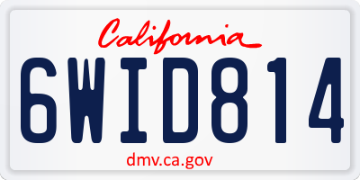 CA license plate 6WID814