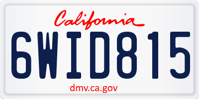 CA license plate 6WID815