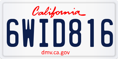 CA license plate 6WID816
