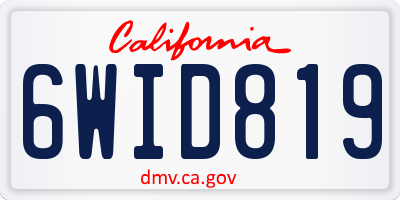 CA license plate 6WID819
