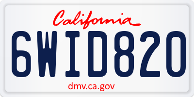 CA license plate 6WID820