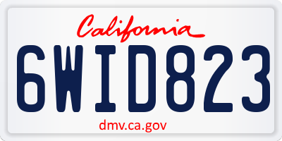 CA license plate 6WID823