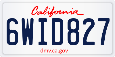 CA license plate 6WID827