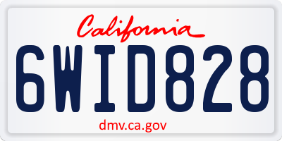 CA license plate 6WID828