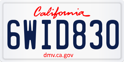 CA license plate 6WID830
