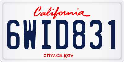 CA license plate 6WID831