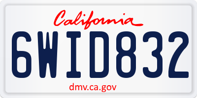 CA license plate 6WID832