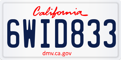 CA license plate 6WID833