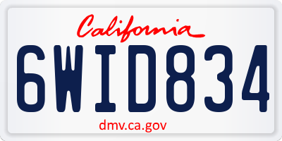 CA license plate 6WID834