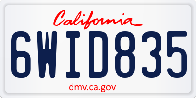 CA license plate 6WID835