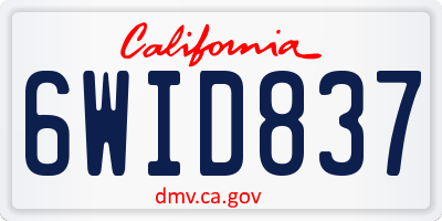 CA license plate 6WID837