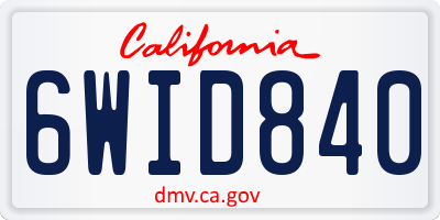 CA license plate 6WID840
