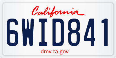 CA license plate 6WID841