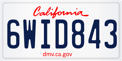 CA license plate 6WID843