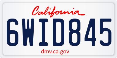 CA license plate 6WID845