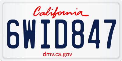CA license plate 6WID847