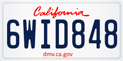 CA license plate 6WID848
