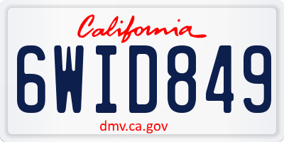 CA license plate 6WID849