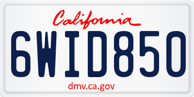 CA license plate 6WID850