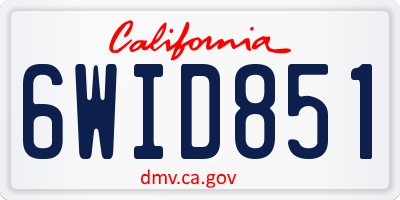 CA license plate 6WID851