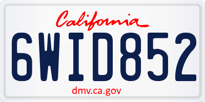 CA license plate 6WID852