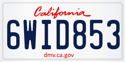 CA license plate 6WID853